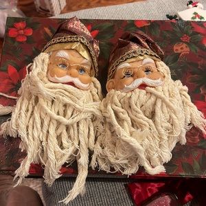 2 Santa Claus Victorian Yarn Collectors Ornaments
